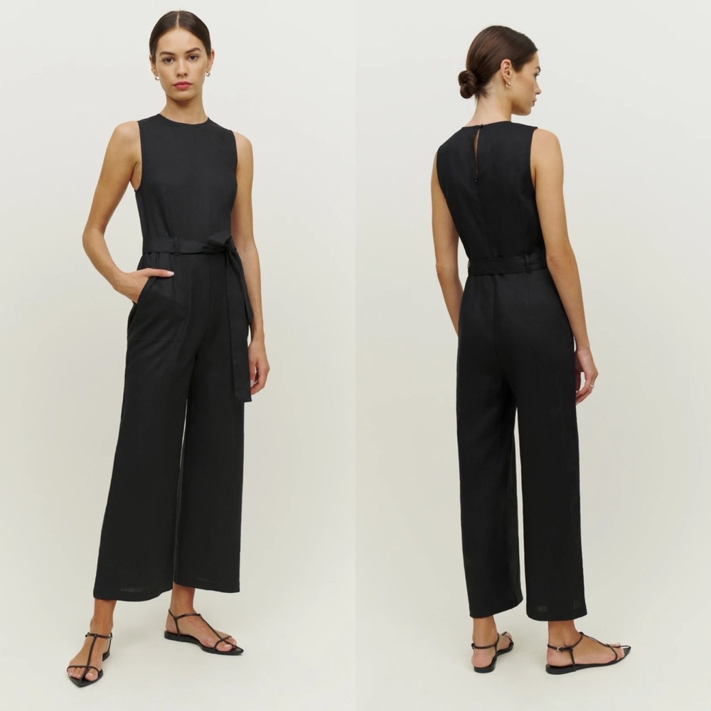 Reformation | Naomi Linen Jumpsuit in Black 4 (no belt)